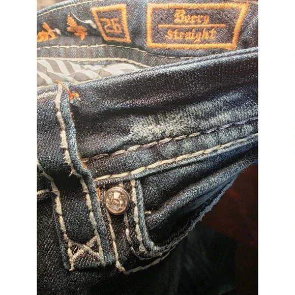 Rock Revival Jeans Women Size 26 Straight Leg Dark Wash Embellished Pockets - Picture 7 of 7